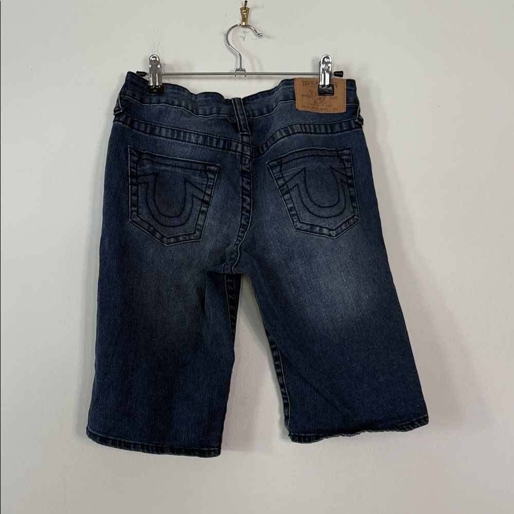 True‎ Religion Bermuda jorts with signature stitching